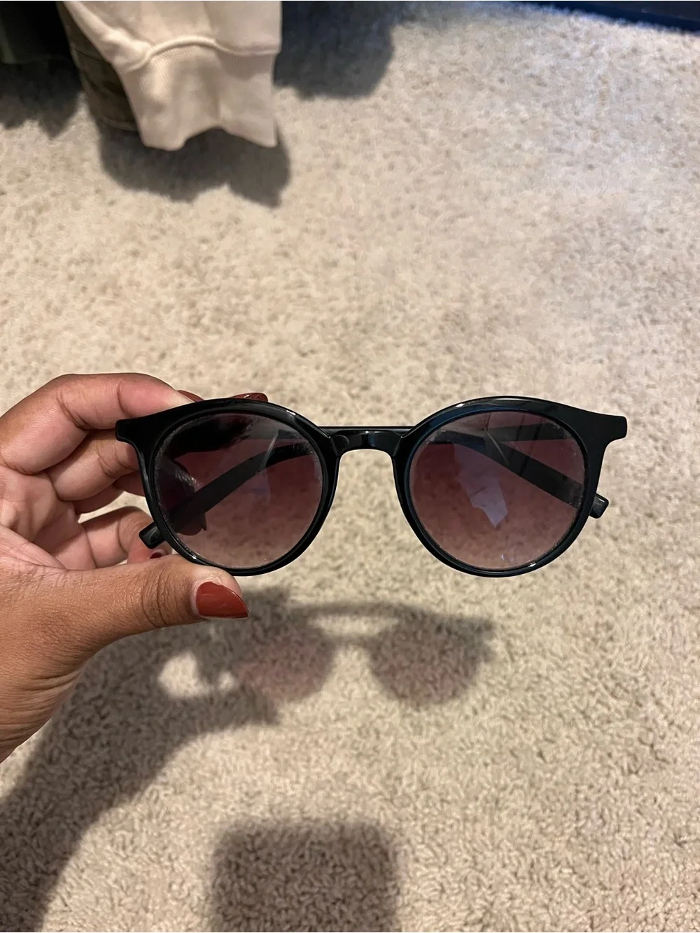 Classic Round Black Sunglasses with Brown Tinted Lenses